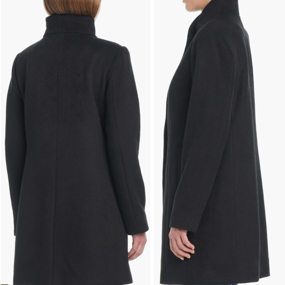 🎉 SALE 🎉 Kate Spade High Neck Wool Blend Black Women's Coat - Picture 12 of 12